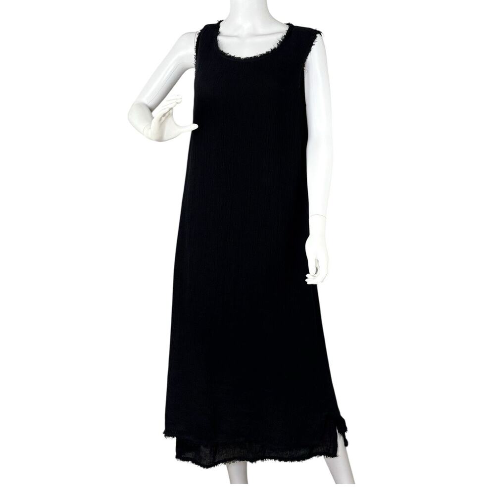 Amelline Maxi Shift Dress Crinkle Linen Layered Sleeveless Beach Lagenlook Sz M